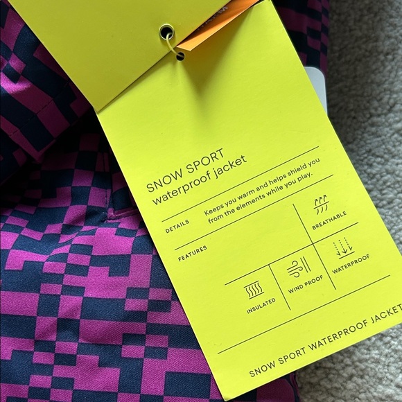 Kids Checkered Blue and Purple Snow Sport Waterproof Jacket - Picture 4 of 4